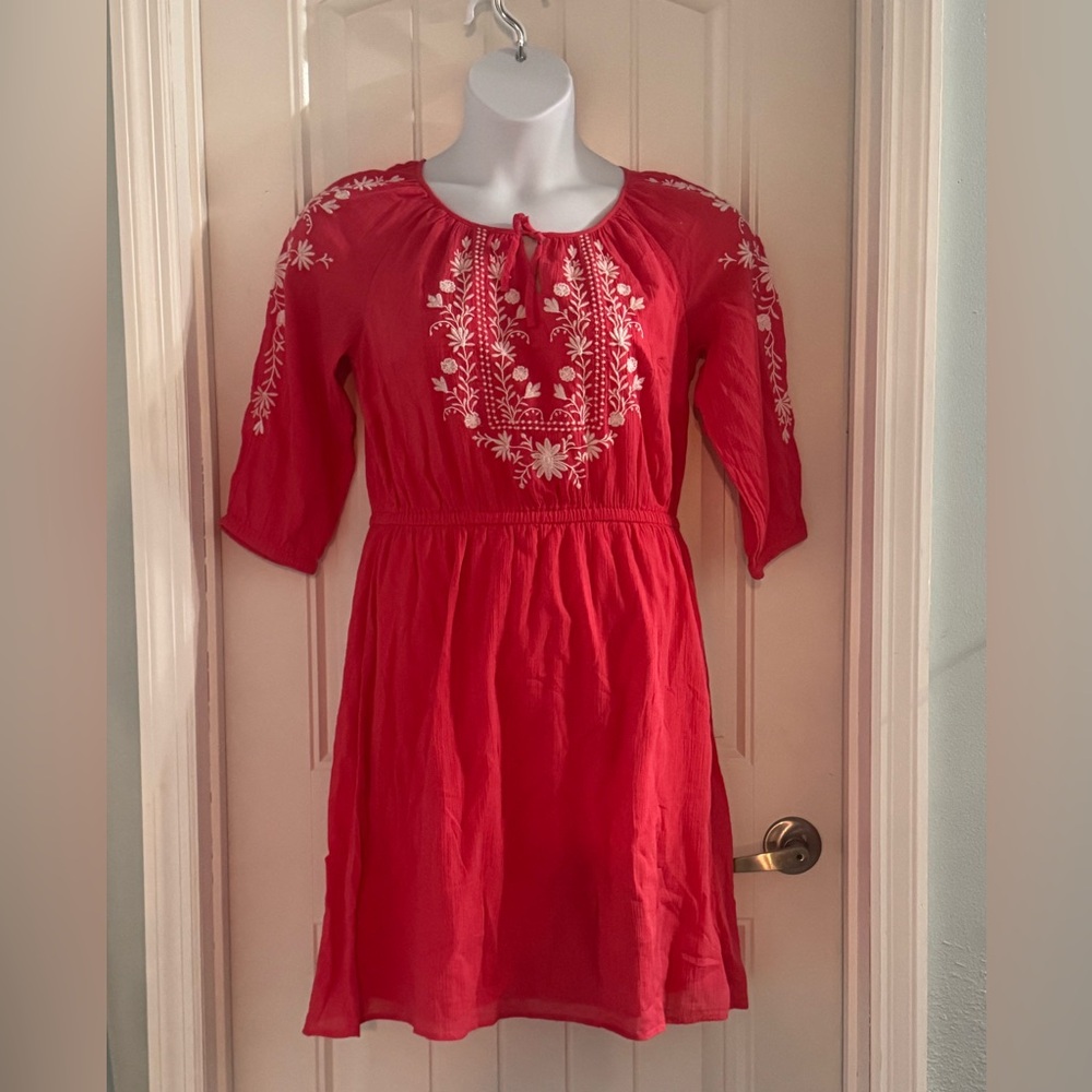 Tabots Coral Embroidered Dress